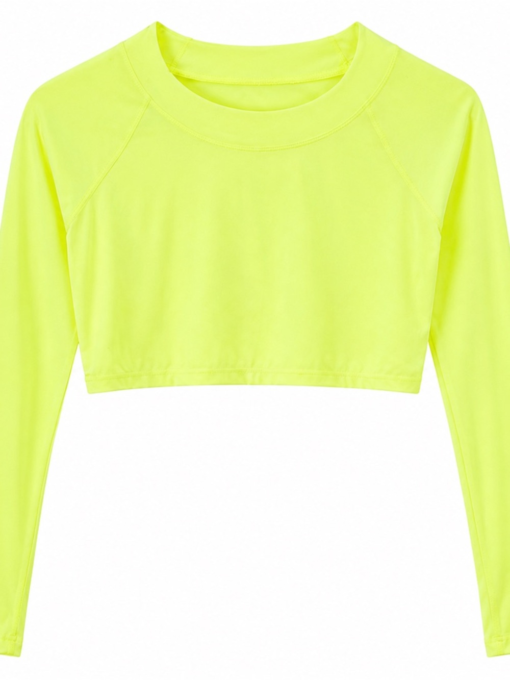 Neon Yellow Cropped Long Sleeve UV Protection Top - Women